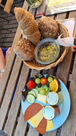 Large breakfast + quinoa croissant  at Kune in Leipzig