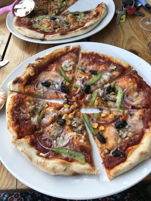Yummy vegan pizza   at Isis Pizzeria in Barmouth