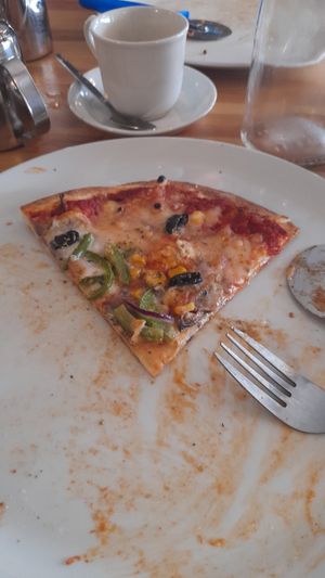 Vegan pizza. I forgot to take a photo until I was nearly finished oops! at Isis Pizzeria in Barmouth