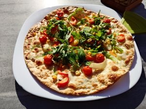 Vegan tarte flambée at Biggi's in Mallorca