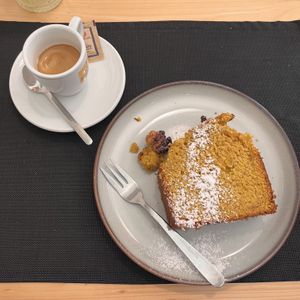 Coffee and pumpkin bread  at Zazie in Verona