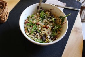 Bulgur with corn, olives, rocket, oregano, chickpeas and sundried tomatoes at Zazie in Verona