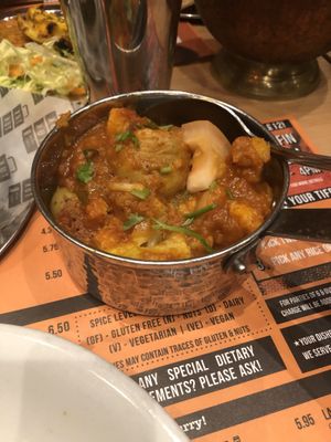 Baby potato & cauliflower curry with North Indian tomato gravy at Tuk Tuk in Glasgow