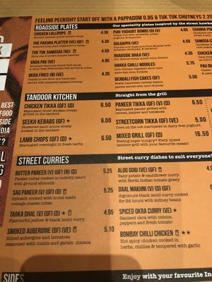 Menu pt 1 at Tuk Tuk in Glasgow