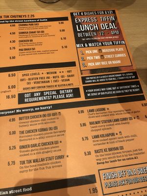 Menu pt 2 at Tuk Tuk in Glasgow