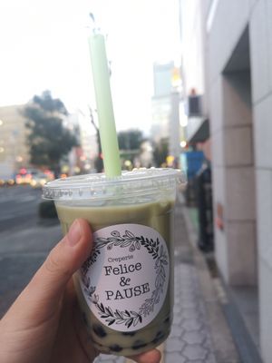 Matcha soy milk bubble tea!:) at Felice & PAUSE in Osaka