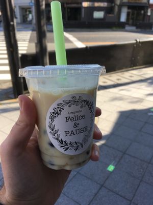YUZU soda pop with soy milk at Felice & PAUSE in Osaka