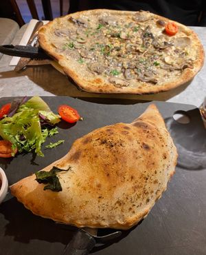 Calzone and pizza at Pizza Express - Aldwych in London