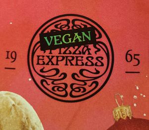 Their vegan logo 😊 at Pizza Express - Aldwych in London