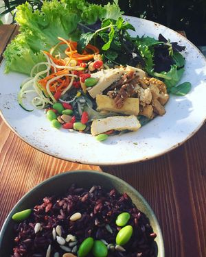 nourishing bowl and whole grain red rice as a side  at Vietal Kitchen in Stuttgart