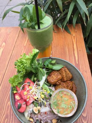 Tempeh Dish and Great smoothie!  at Vietal Kitchen in Stuttgart