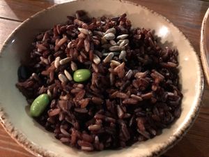 Black and red rice, edamame, sunflower seeds as a side - perfectly healthy!!  at Vietal Kitchen in Stuttgart