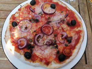 Vegan pizza at Pizza Express - St Christophers Pl in London