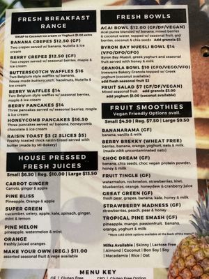 Menu at Farmer & Sun in Gympie