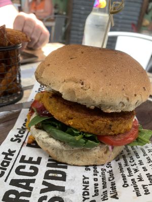Vegan burger, outstanding  at Farmer & Sun in Gympie