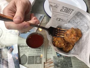 Corn cakes and sweet chilli at Thaikhun in Oxford