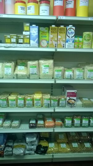 Aisles of goodness at Food For Thought in Whitley Bay