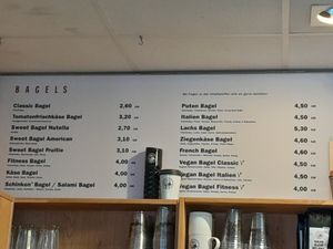 Bagel menu at Coffee Bay in Hanau