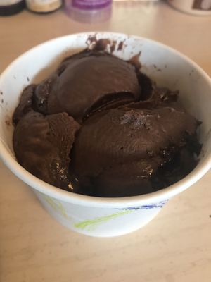 Vegan Chocolate raspberry gelato ! One of my favorites  at The International Delight Cafe in Bellmore