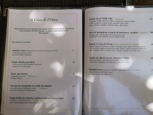 menu at A Casa di l'orsu in Corsica
