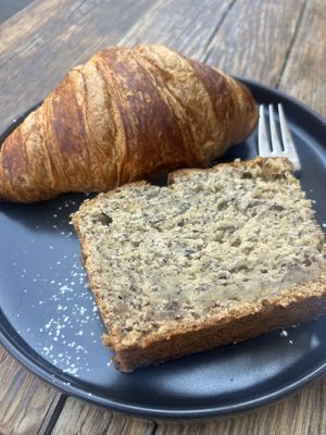 Hazelnut banana bread and croissant   at The Greens in Berlin