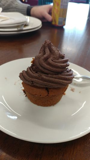 Vanilla Cupcake with Chocolate Frosting at Sweet Elizabeth's Organics Bakery in Colorado Springs