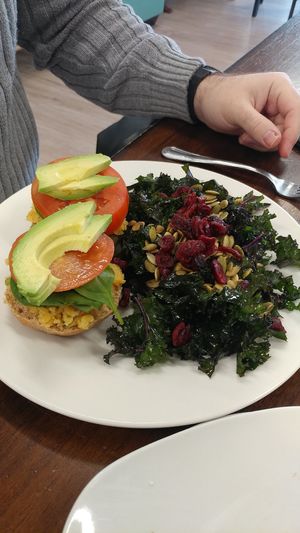 Lentil Hummus Sandwich with Kale Salad at Sweet Elizabeth's Organics Bakery in Colorado Springs