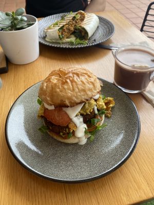 Brekky roll & burrito at Cafe Vie Sunshine Coast in Buderim