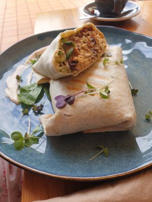 Tofu scramble burrito at Cafe Vie Sunshine Coast in Buderim