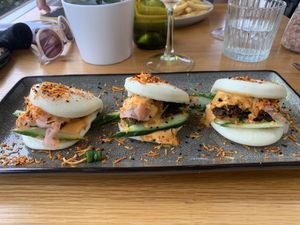 “Chicken” bao buns, excellent!  at Cafe Vie Sunshine Coast in Buderim