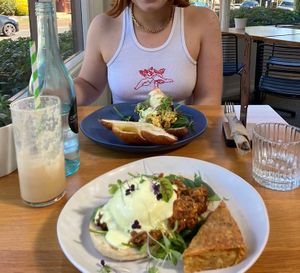 Braised beef English muffin, milkshake and salmon and eggs croissant + nice ambiance  at Cafe Vie Sunshine Coast in Buderim