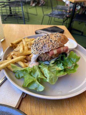 This is the Vie F C burger and it was amazing! at Cafe Vie Sunshine Coast in Buderim