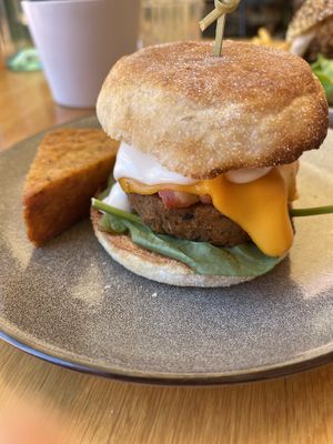 This is the McNuffin burger which was so delicious  at Cafe Vie Sunshine Coast in Buderim