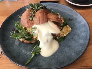 Veggs Benedict with Facon   at Cafe Vie Sunshine Coast in Buderim