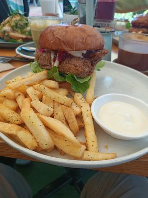 Korean Fried Chicken Burger at Cafe Vie Sunshine Coast in Buderim