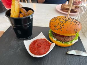 Det burger was delicious and the homemade ketchup was perfect.   at Sublimmme in Bucharest