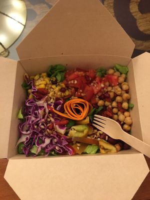 Buddha bowl with tahini dressing to take away.   at Sublimmme in Bucharest