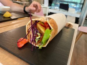 Seitan and veggies wrap   at Sublimmme in Bucharest