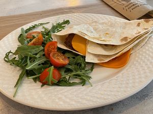 Seitan vegan wrap, part of the Tuesday menu of the day (42 lei with a soup)  at Sublimmme in Bucharest