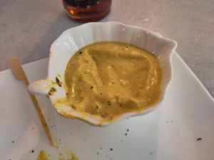 Strange mustard dip at Sublimmme in Bucharest