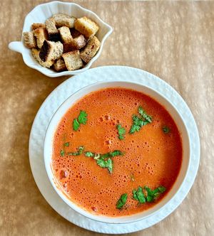 Tomoto, pepper and ginger soup at Sublimmme in Bucharest