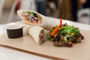 Super yummy vegan seitan wrap at Sublimmme in Bucharest