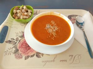 The daily soup, delicious! at Sublimmme in Bucharest