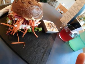 Mustard burger at Sublimmme in Bucharest