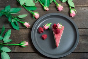 Cake with roses, vanilla and raspberry. at Sublimmme in Bucharest