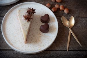 Vegan cheesecake with red currant and vanilla at Sublimmme in Bucharest