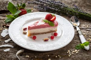 Mojito cheesecake with strawberries, mint and limes at Sublimmme in Bucharest