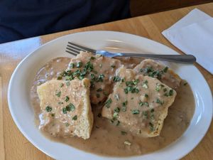 Biscuits and gravy at Vegan East in Minneapolis