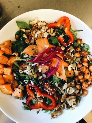A special “sky blue bowl”, the cafes take on the classic “Buddha bowl”  at Sky Blue Cafe in Bath