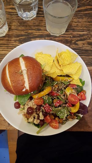 Thai lemongrass burger at Sky Blue Cafe in Bath